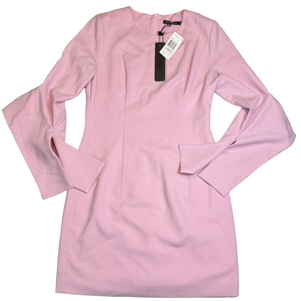 NWT Black Halo Lorie Bell Sleeve‎ Mini Dress Ice Pink Size 6 $345 Designer